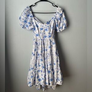 Floral Blue and White Dress